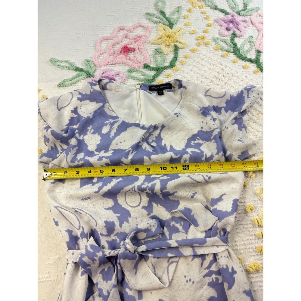 Banana Republic XS Dress Paisley Print Tie Waist Short‎ Sleeve Casual - Picture 4 of 7